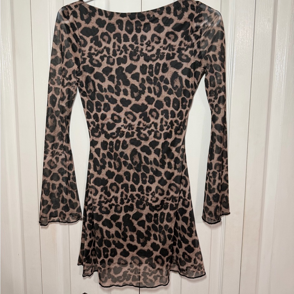 Shein leopard mini dress long sleeve